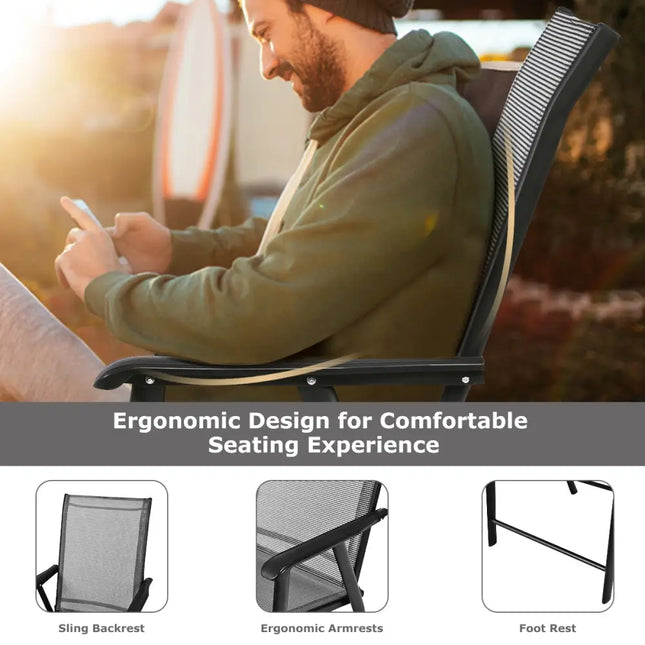 4-Pack Patio Folding Chairs Portable for Outdoor Camping-Gray - Gray - Patio Dining Chairs