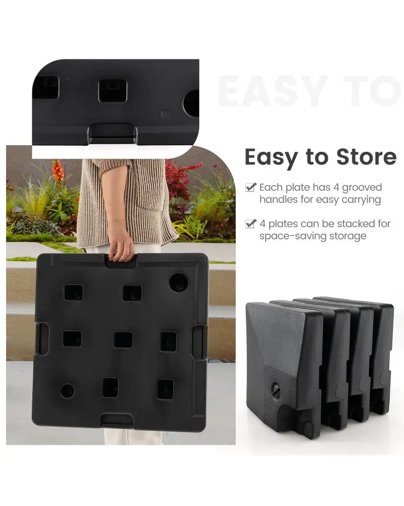 4-Piece 20L Cantilever Offset Patio Umbrella Base - Black - Outdoor Umbrella Bases