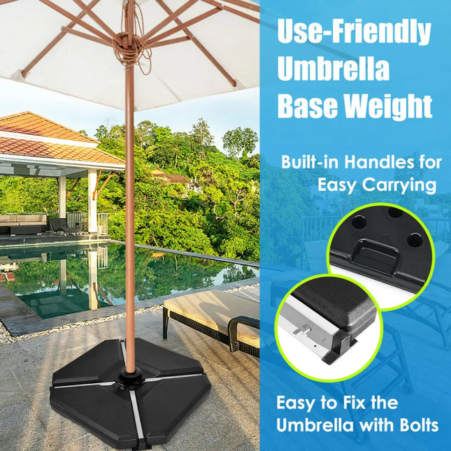 4 Pieces 195 lbs Patio Cantilever Offset Umbrella Base Weight Sand - Black - Outdoor Umbrella Bases