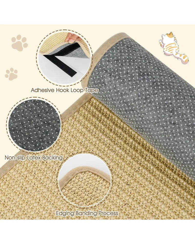 4 Pieces Cat Scratcher Mat Set 32 x 20 Inch Pads for Cats - Natural - Cat Trees Condos & Scratchers