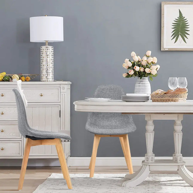 4 Pieces Modern Dining Chair Set with Wood Legs and Fabric Cushion Seat Costway