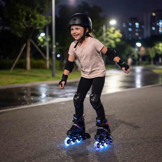4 Sizes Adjustable Blade Roller with Light-up Wheels for Youth-Purple - Purple - Toy Sports