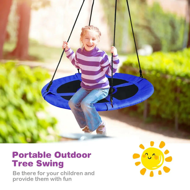 40 Inch 770 lbs Flying Saucer Tree Swing Kids Gift with 2 Tree Hanging Straps-Blue - Blue - Swing & Playsets
