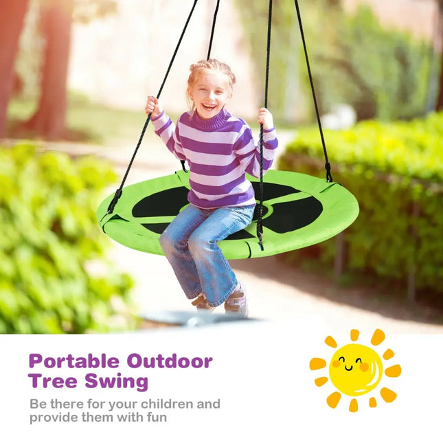 40 Inch 770 lbs Flying Saucer Tree Swing Kids Gift with 2 Tree Hanging Straps-Green - Green - Swing & Playsets