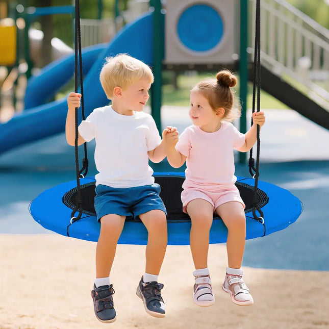 40 Inches Saucer Tree Swing Round with Lights for Kids and Adults-Blue - Blue - Swing & Playsets