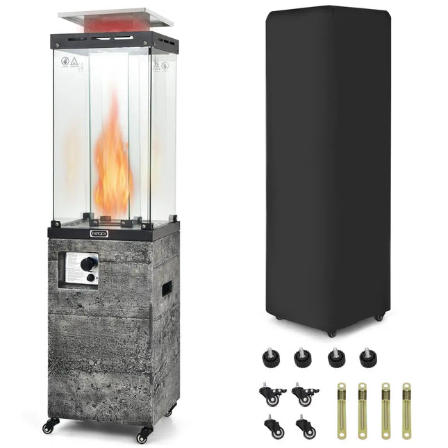 41 000 BTU Propane Patio Heater with Lockable Wheels-Dark Gray - Dark Gray - Patio Heaters