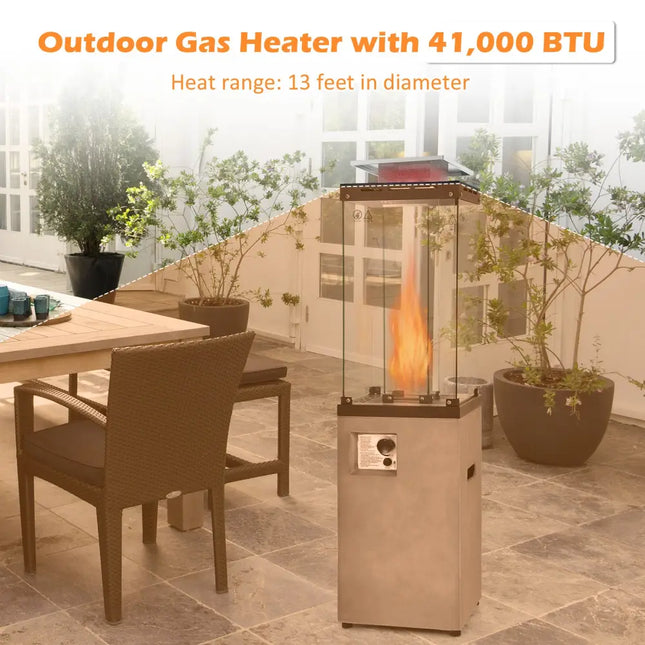 41 000 BTU Propane Patio Heater with Metal Hood-Gray - Gray - Patio Heaters