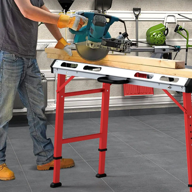 42 Inches x 21 Inches Welding Table with Adjustable Height and 2 Bar Clamps-Silver - Silver - Garages