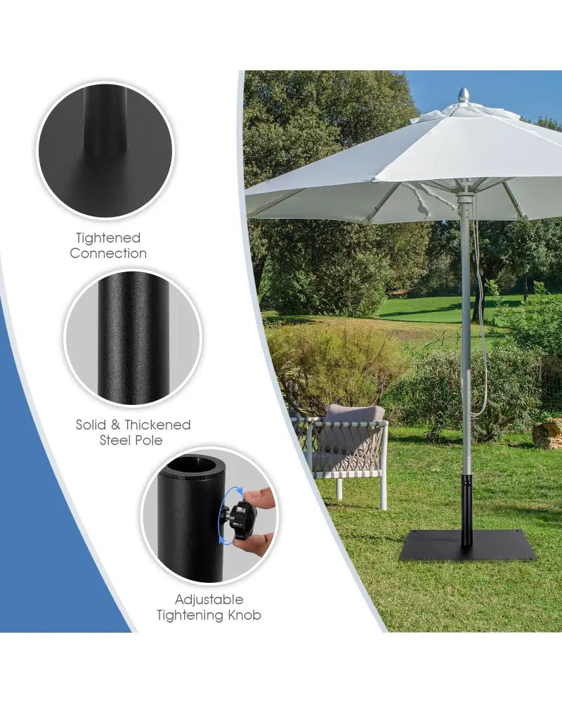 42 LBS Weighted 25 Inch Square Patio Umbrella Base - Black - Outdoor Umbrella Bases