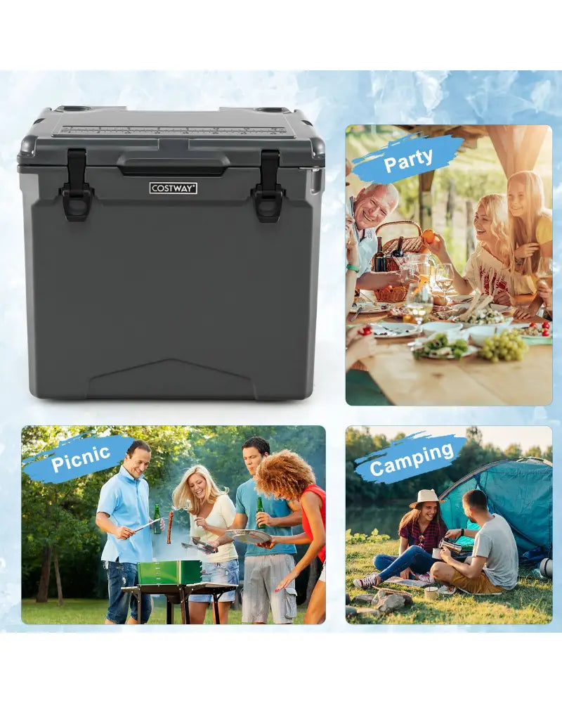 42 Quart Hard Cooler with Wheels and Handle - Gray - Coolers