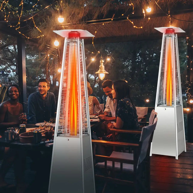 42000 BTU Pyramid Patio Heater with Wheels - Silver - Patio Heaters