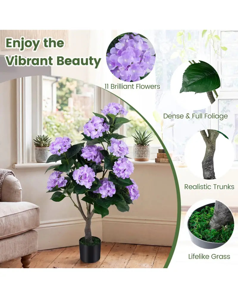 43.5’’ Artificial Hydrangea Tree 2 Pack-Purple - Purple - Faux Plants