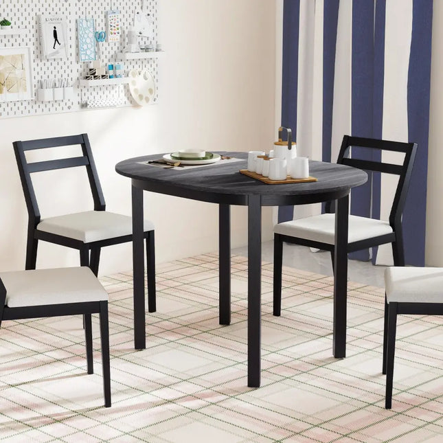 43 Inch Wooden Dining Table with Rubber Wood Legs for 2-4 People-Black Costway