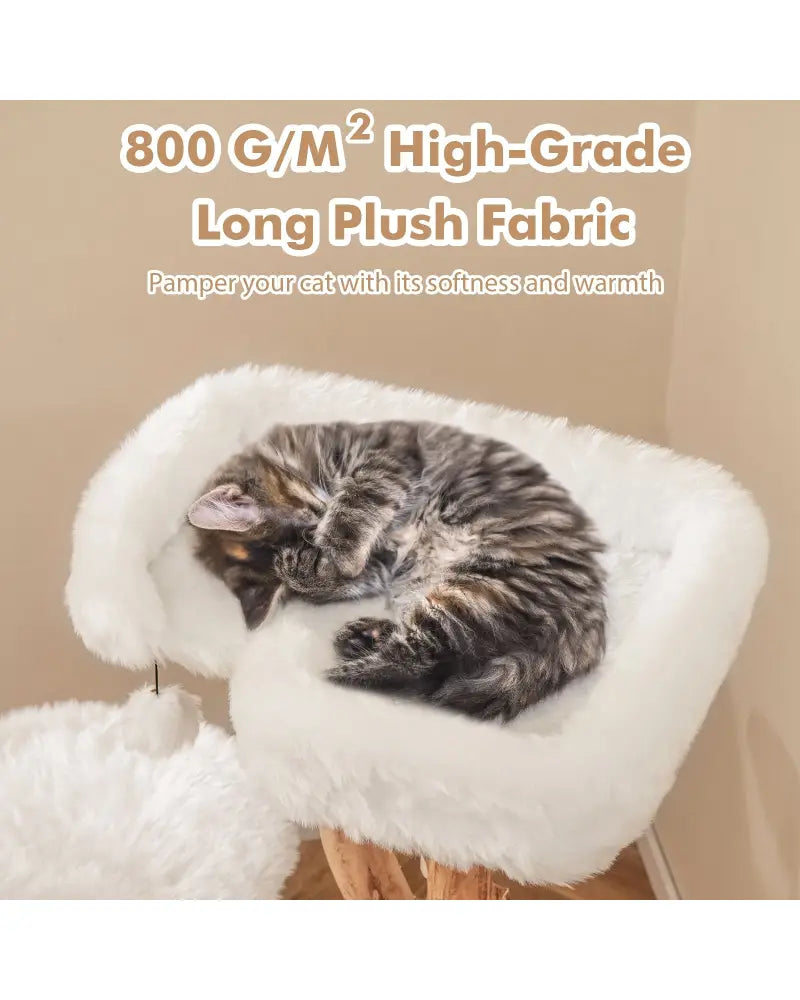 44 Inch Solid Wood Cat Tree with Perch and Natural Jute Scratching Posts-White - White - Cat Trees Condos & Scratchers