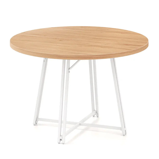 47 Inch Dining Table for 4-6 People Round Kitchen Table with Cross Base-Natural Costway