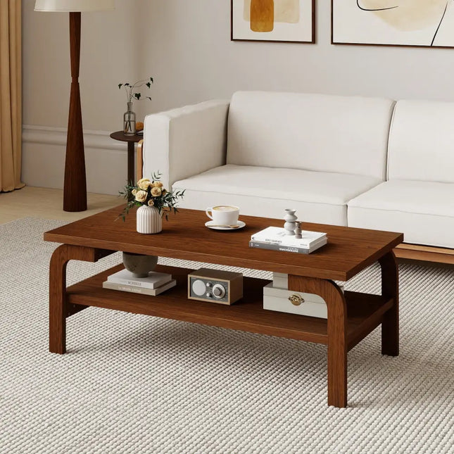 47 Inches Accent Rectangular Coffee Table for Living Room-Walnut Costway