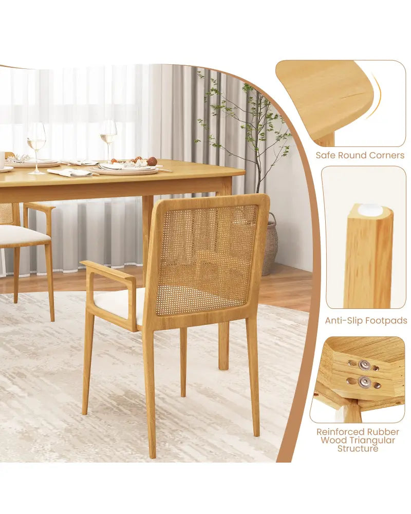 48 Inch Solid Wood Dining Table with Rubber Wood Supporting Legs for Kitchen Dining Room-Natural - Natural - Dining