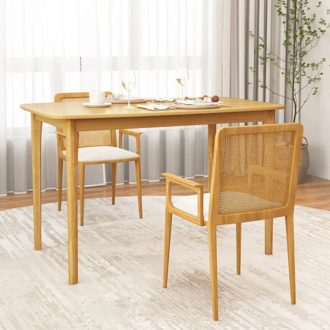 48 Inch Solid Wood Dining Table with Rubber Wood Supporting Legs for Kitchen Dining Room-Natural Costway