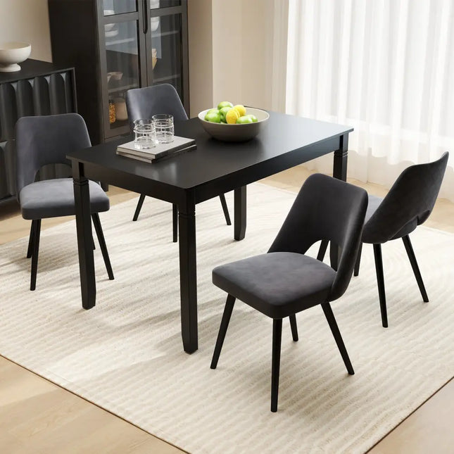 48-Inch Wooden Dining Table for 4 People Rectangular Kitchen Table with Rubber Wood Legs-Black Costway