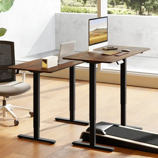 48 Inch x 24 Inch Ergonomic Electric Standing Desk with 3 Memory Settings for Home Office-Rustic Brown Costway
