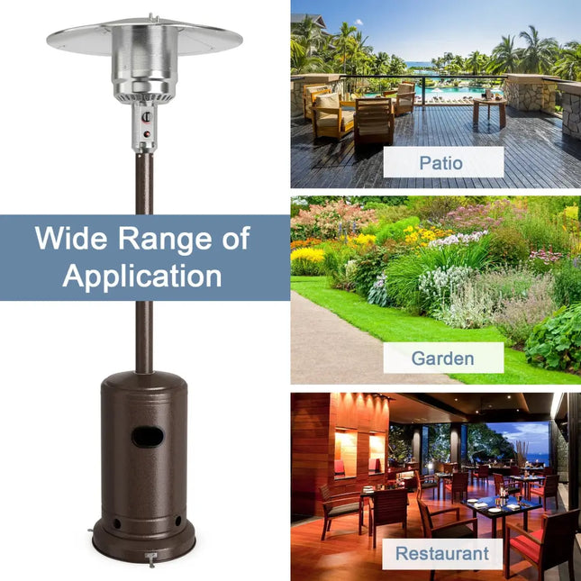 48000 BTU Stainless Steel Propane Patio Heater with Trip over Protection-Bronze - Bronze - Patio Heaters