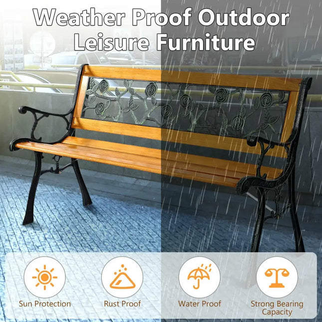 49 1/2 Inch Patio Park Garden Porch Chair Bench - Outdoor Benches