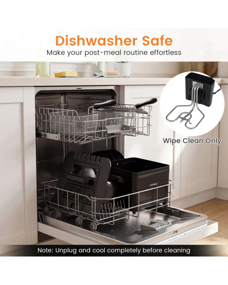 5.3-Qt Electric Deep Fryer with 3 Baskets 1700W LED Touch Screen and 6 Presets-Black - Black - Air Fryers