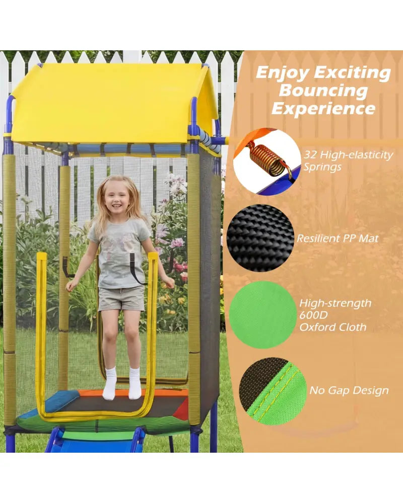 5-in-1 Kids Swing Set for Backyard with Heavy-duty Metal Swing Stand-Yellow - Yellow - Swing & Playsets