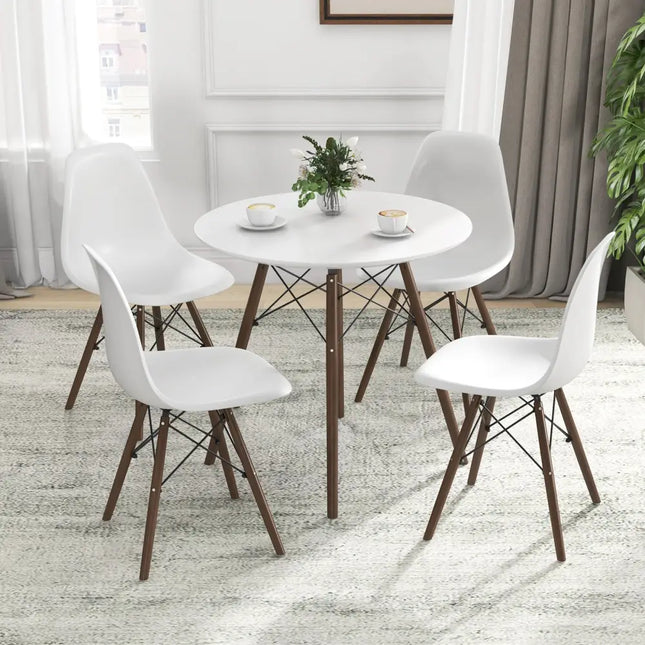 5 Pieces Dining Table Set With Solid Wood Leg-Beige Costway