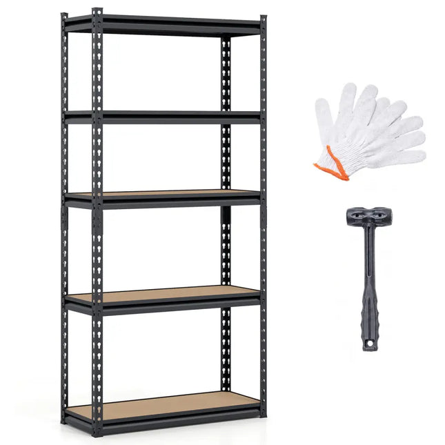 5-Tier Garage Shelving Unit 2200 LBS Heavy Duty Metal Storage Shelves-1Piece - Black - Garages