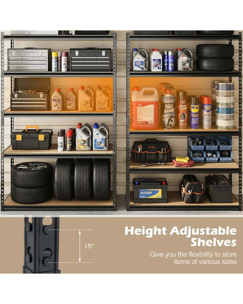 5-Tier Garage Shelving Unit for Warehouse and Basement-Set of 3 - Black - Garages