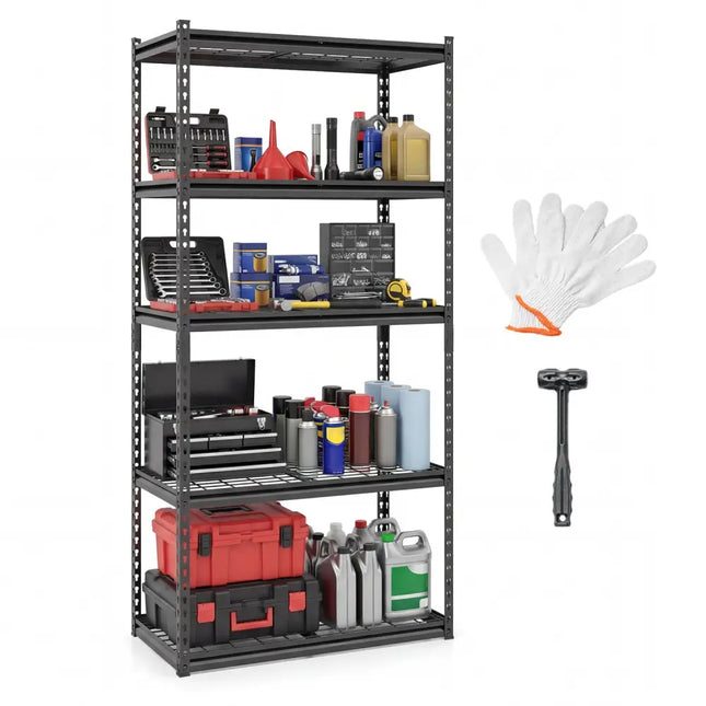 5-Tier Heavy-Duty Metal Shelving Unit with Adjustable Wire Rack Set of 1 - Black - Sheds & Outdoor Storage
