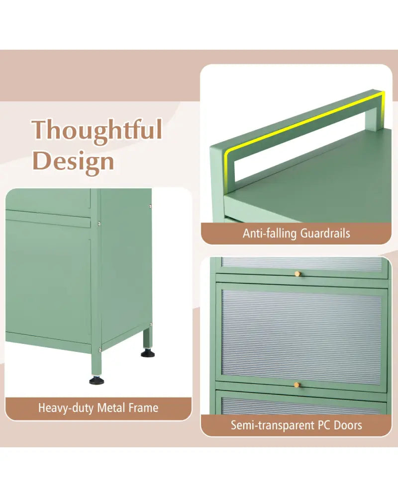 5-Tier Kitchen Baker’s Rack with Flip-up PC Doors-Green - Green - Baker’s Racks
