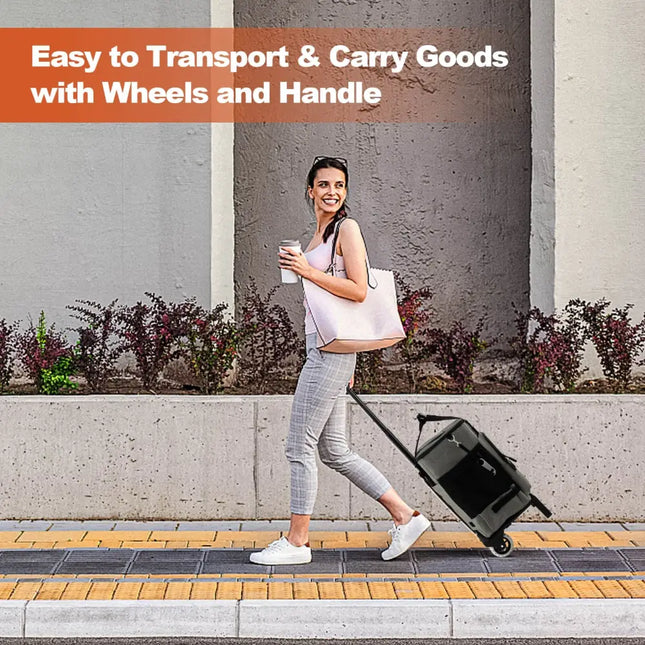 50-Can Large Leakproof Rolling Cooler with Detachable Bottom Plate-Gray - Gray - Coolers