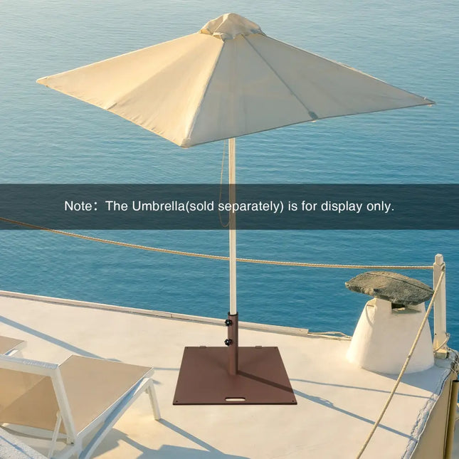 50 LBS Weighted 24 Inch Square Patio Umbrella Base - Brown - Outdoor Umbrella Bases