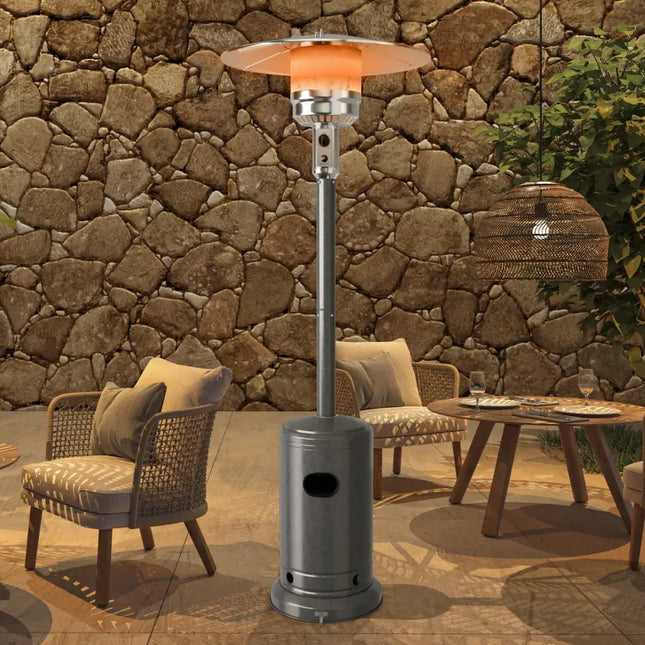 50000BTU Garden Propane Standing LP Gas Steel Accessories Heater-Gray - Gray - Patio Heaters