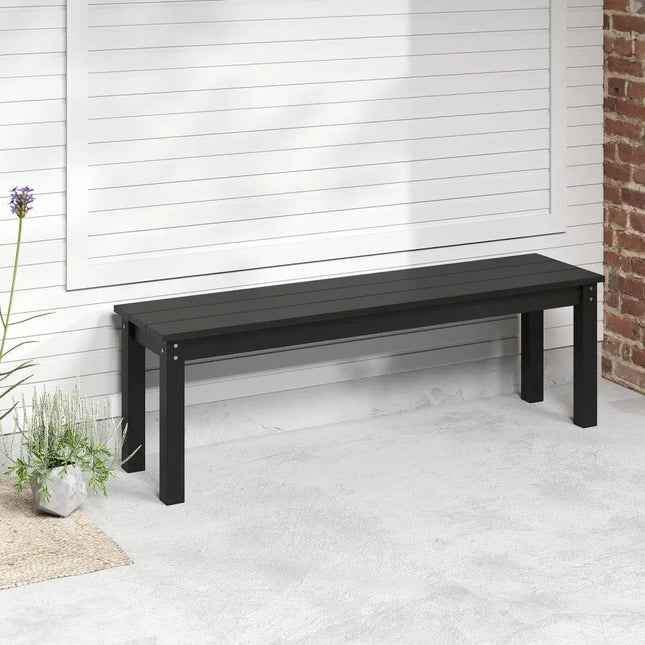 55’’ HDPE Outdoor Bench 2-3 People Weatherproof Backless Patio Garden Bench-Black - Black - Outdoor Benches