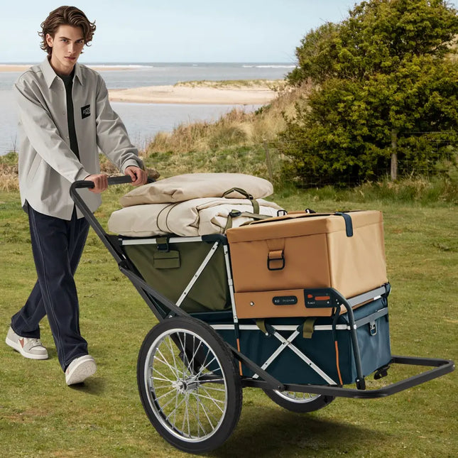 550 LBS Folding Deer Game Cart with Polyester Liner for Hunting - Black - Camping
