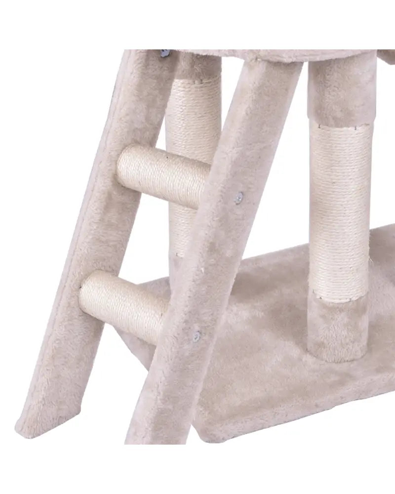 56 Inch Condo Scratching Posts Ladder Cat Play Tree - Beige - Cat Trees Condos & Scratchers