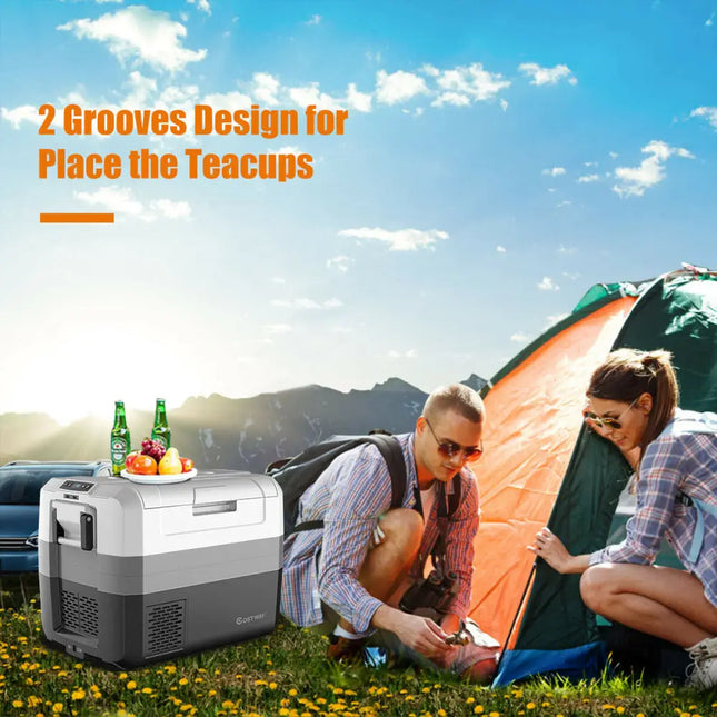 58 Quart Portable Electric Camping Car Cooler - Black & Gray - Coolers