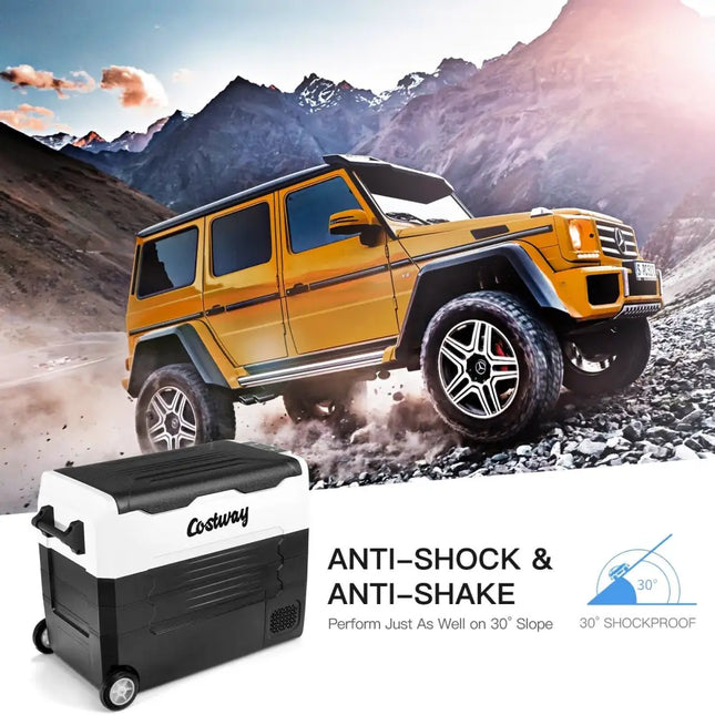 58 Quarts Car Refrigerator Portable RV Freezer Dual Zone with Wheel-Black - Black - Coolers