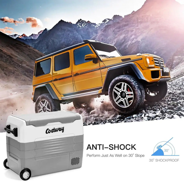58 Quarts Car Refrigerator Portable RV Freezer Dual Zone with Wheel-Gray - Gray - Coolers