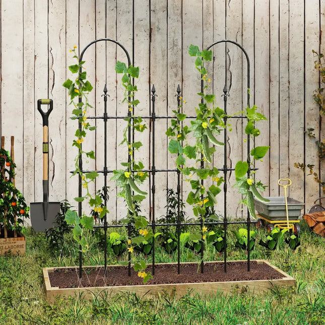 58 x 73 Inch Outdoor Garden Rose Arch Trellis for Climbing Plants - Plant Supports