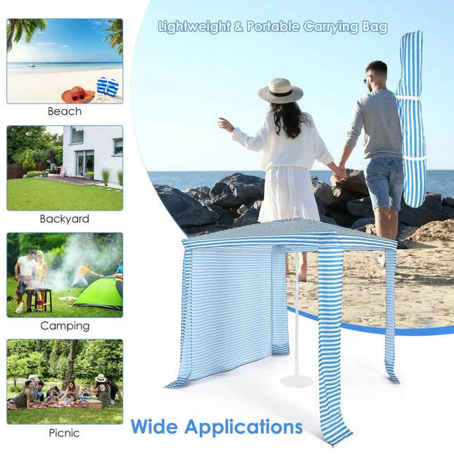 6.6 x 6.6 Feet Foldable and Easy-Setup Beach Canopy With Carry Bag-Blue - Blue - Canopies