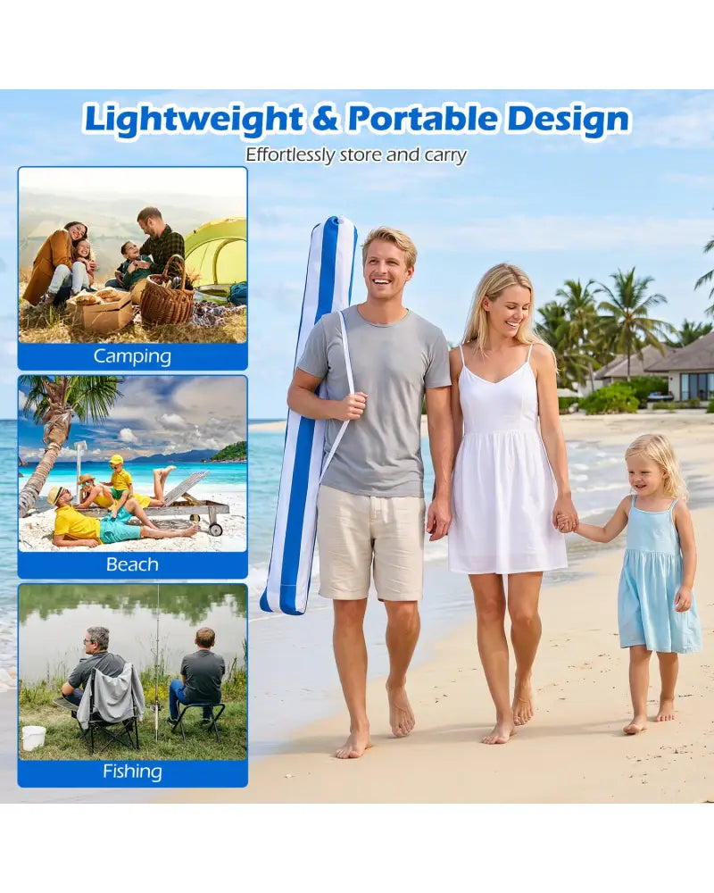 6.6 x 6.6 Feet Foldable and Easy-Setup Beach Canopy With Carry Bag-Navy - Navy - Canopies