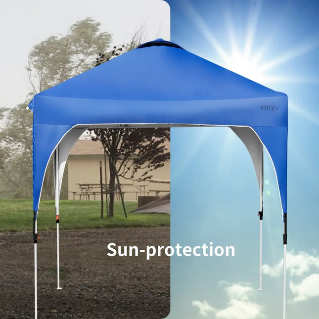 6.6 x 6.6 FT Pop Up Height Adjustable Canopy Tent with Roller Bag-Blue - Blue - Canopies
