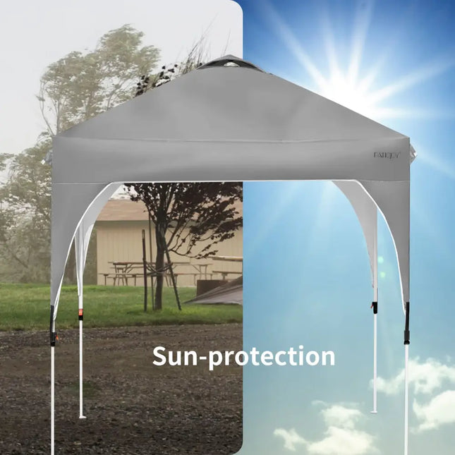 6.6 x 6.6 FT Pop Up Height Adjustable Canopy Tent with Roller Bag-Gray - Gray - Canopies