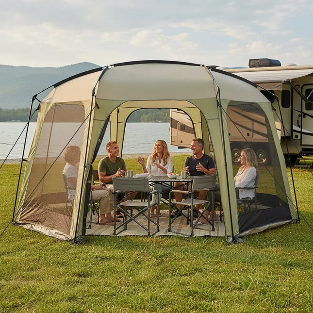 6-8 Person Netted Canopy Tent with Zippered Door - Black - Tents