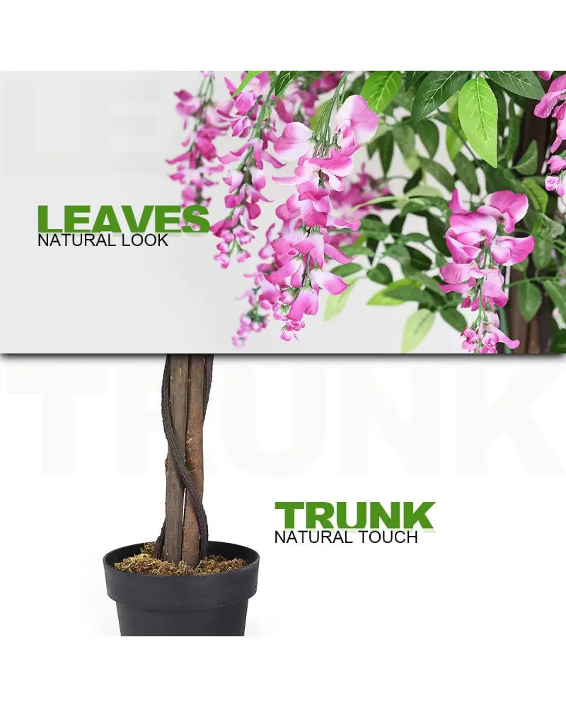 6-Feet Artificial Wisteria Silk Indoor-Outdoor Tree-1pieces - Green - Faux Plants