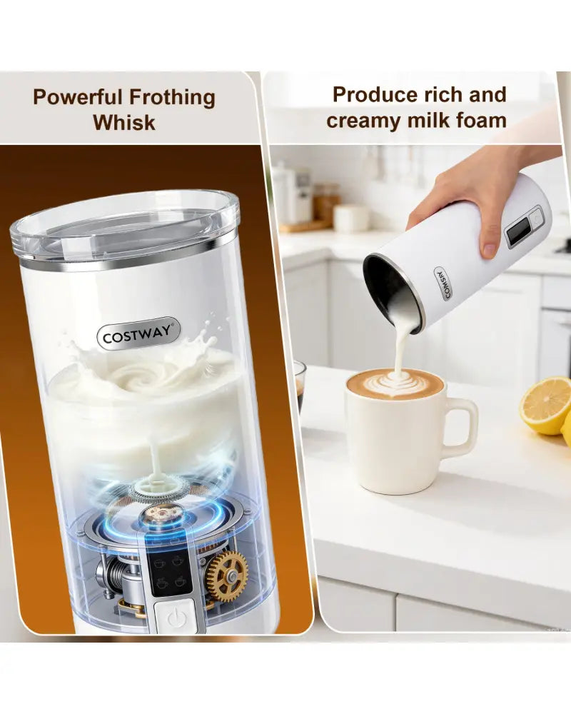6-in-1 Electric Milk Steamer with Stainless Steel Interior-White - White - Small Appliances